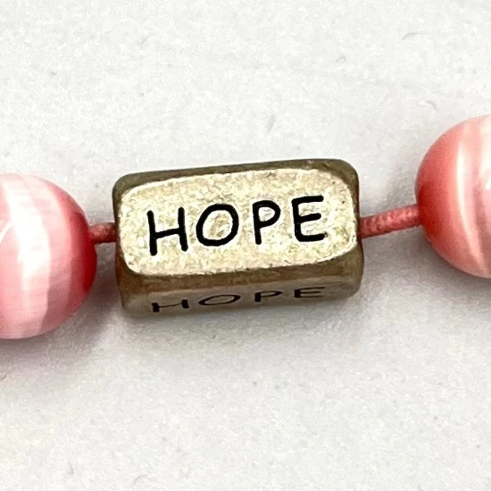 VTG‎ Retro Pink Cat's Eye Fiber Optic Bead Bracelet - Butterfly & 